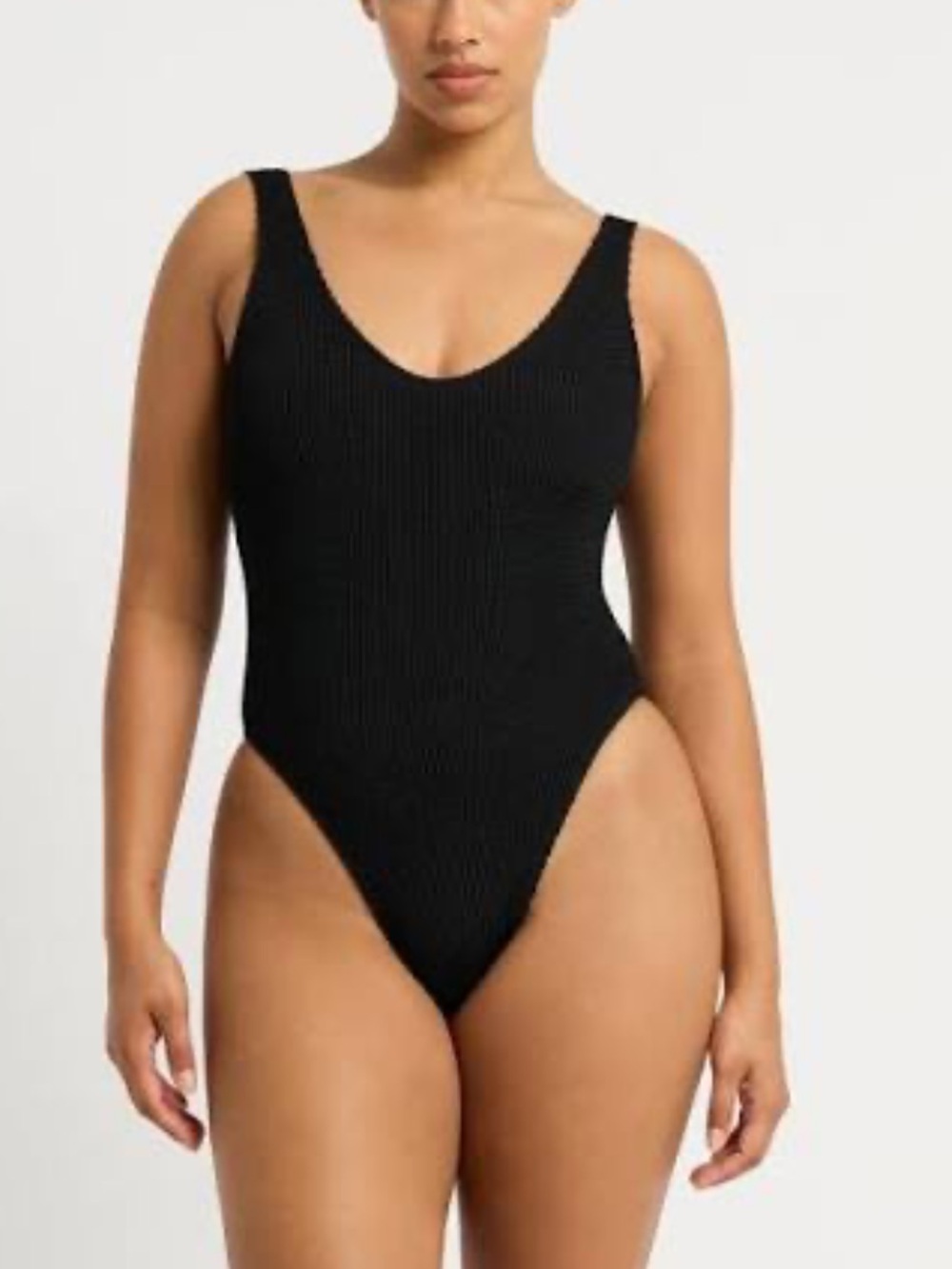 bond-eye Black Ribbed Scoop-Front One-Piece swimsuit Mara